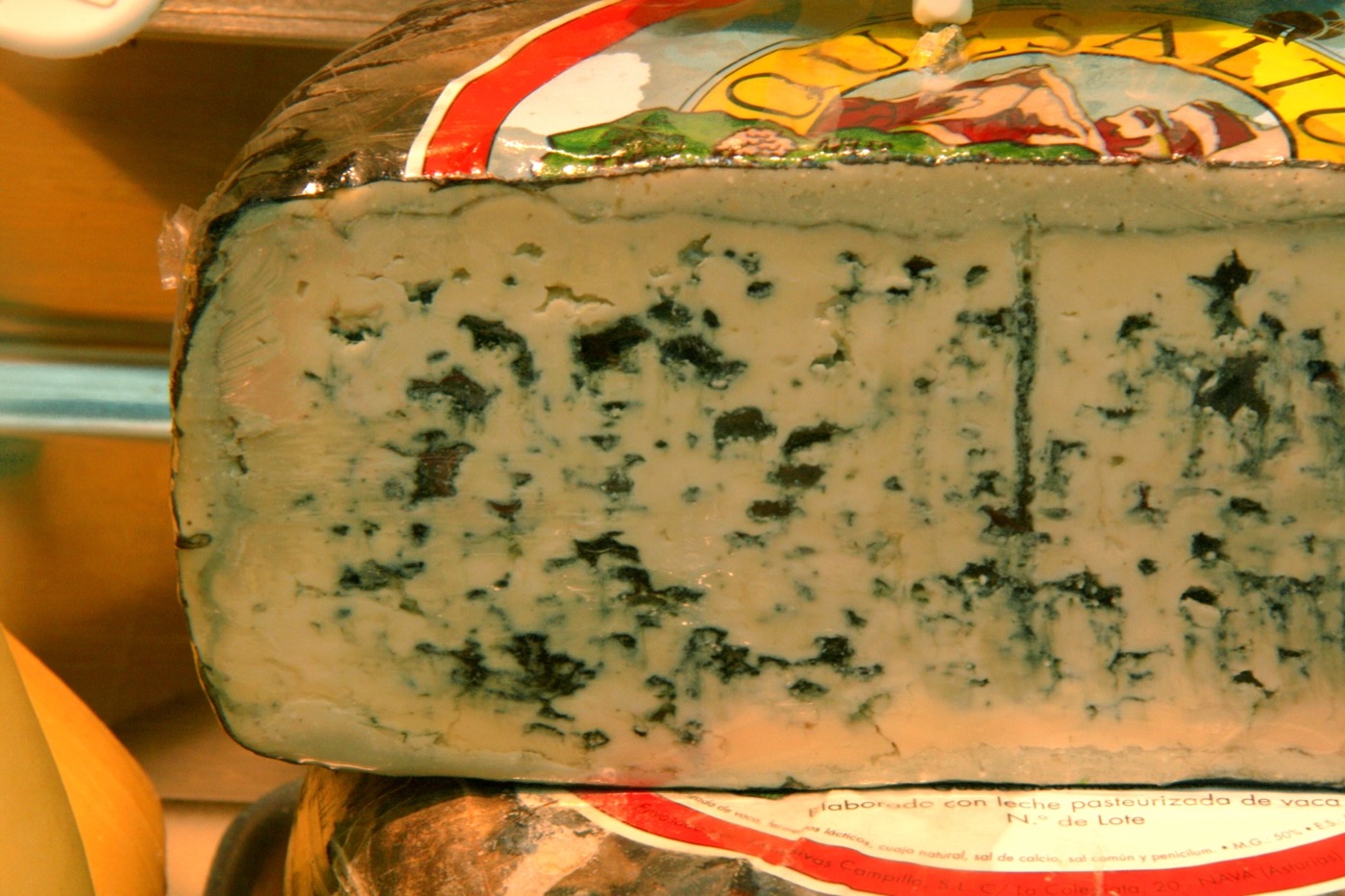 Queso azul leonés con veteado cremoso característico, similar al premiado Ybleu de Sahelices del Payuelo, ganador de la medalla de oro en la 37.ª Cata Internacional de Quesos Azules de Santander 2026